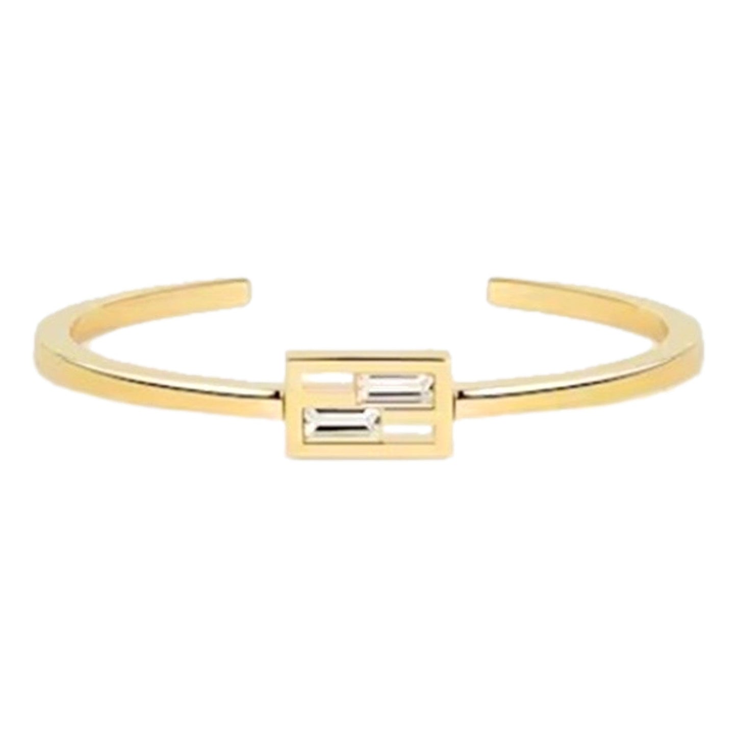 Fendi Baguette Crystal and Gold Small Cuff Bracelet