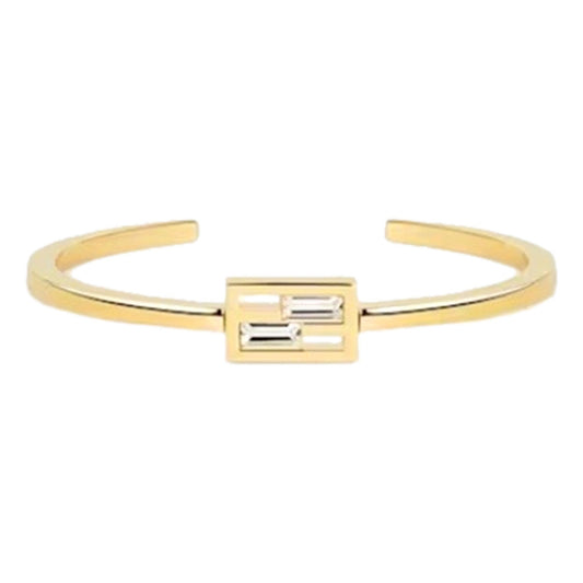 Fendi Baguette Crystal and Gold Small Cuff Bracelet