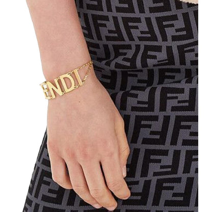 Fendi Gold-tone Letter Logo Chain Bracelet