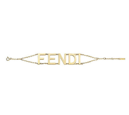 Fendi Gold-tone Letter Logo Chain Bracelet
