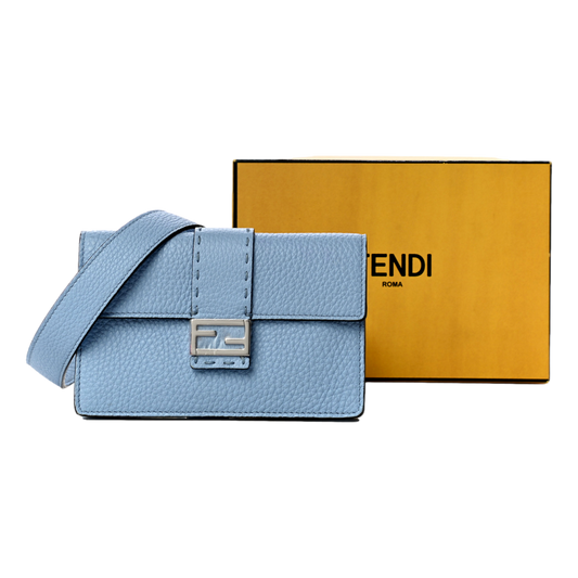 Fendi Baguette Sky Blue Leather Crossbody Belt Bag