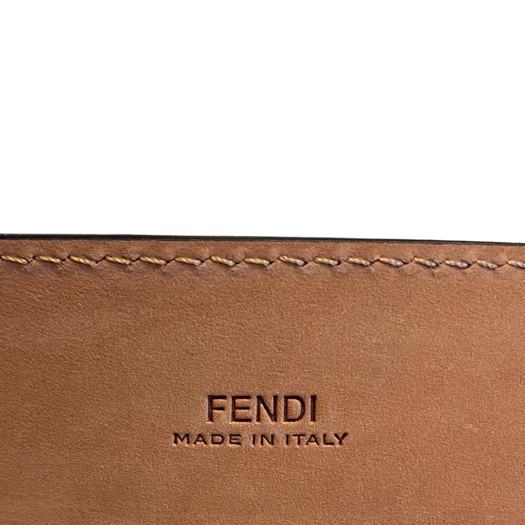 Fendi Mens Black Smooth Calf Leather Gold Logo Buckle 115
