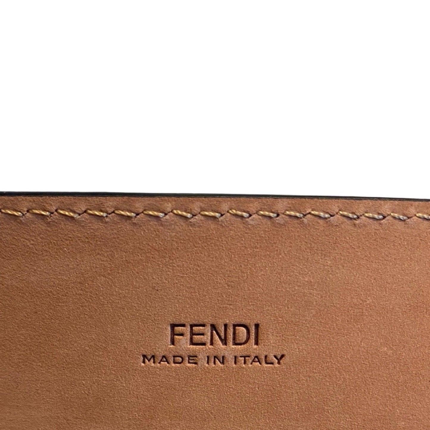 Fendi Mens Black Smooth Calf Leather Gold Logo Buckle 95