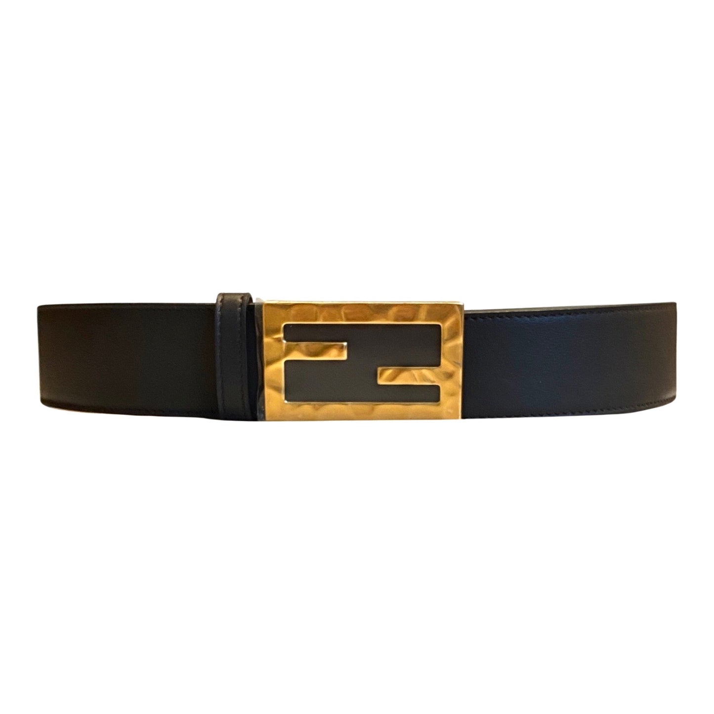 Fendi Mens Black Smooth Calfskin Leather Belt Size 105