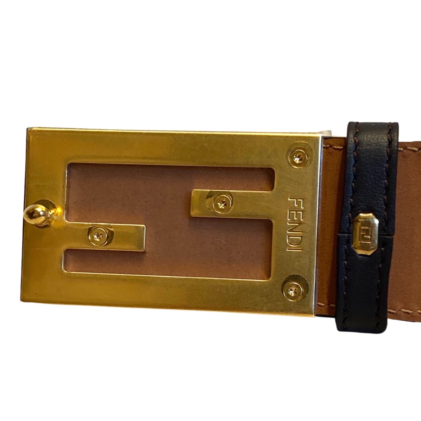 Fendi Mens Black Smooth Calfskin Leather Belt Size 105