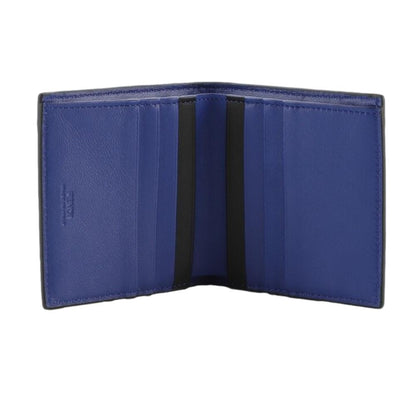 Fendi Blue Nappa Leather FF 1974 Embossed Billfold Wallet 7M0274