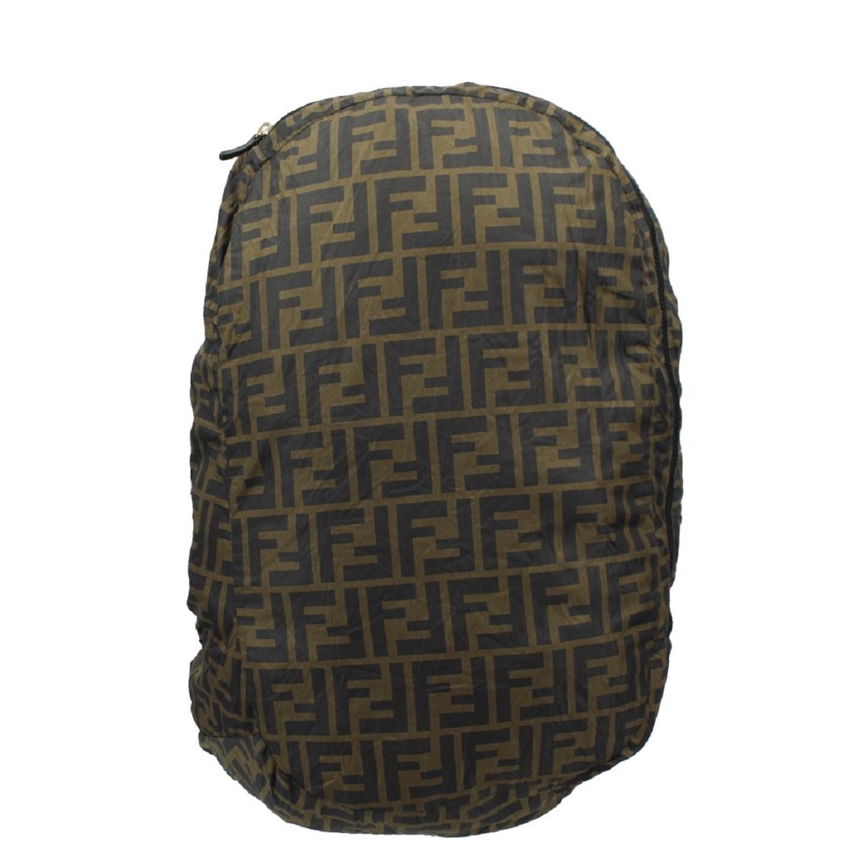 Fendi Brown Leather FF 1974 Print Charm Help Backpack Handbag