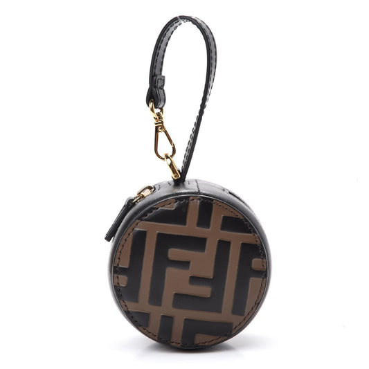Fendi Brown Leather FF 1974 Print Charm Help Backpack Handbag