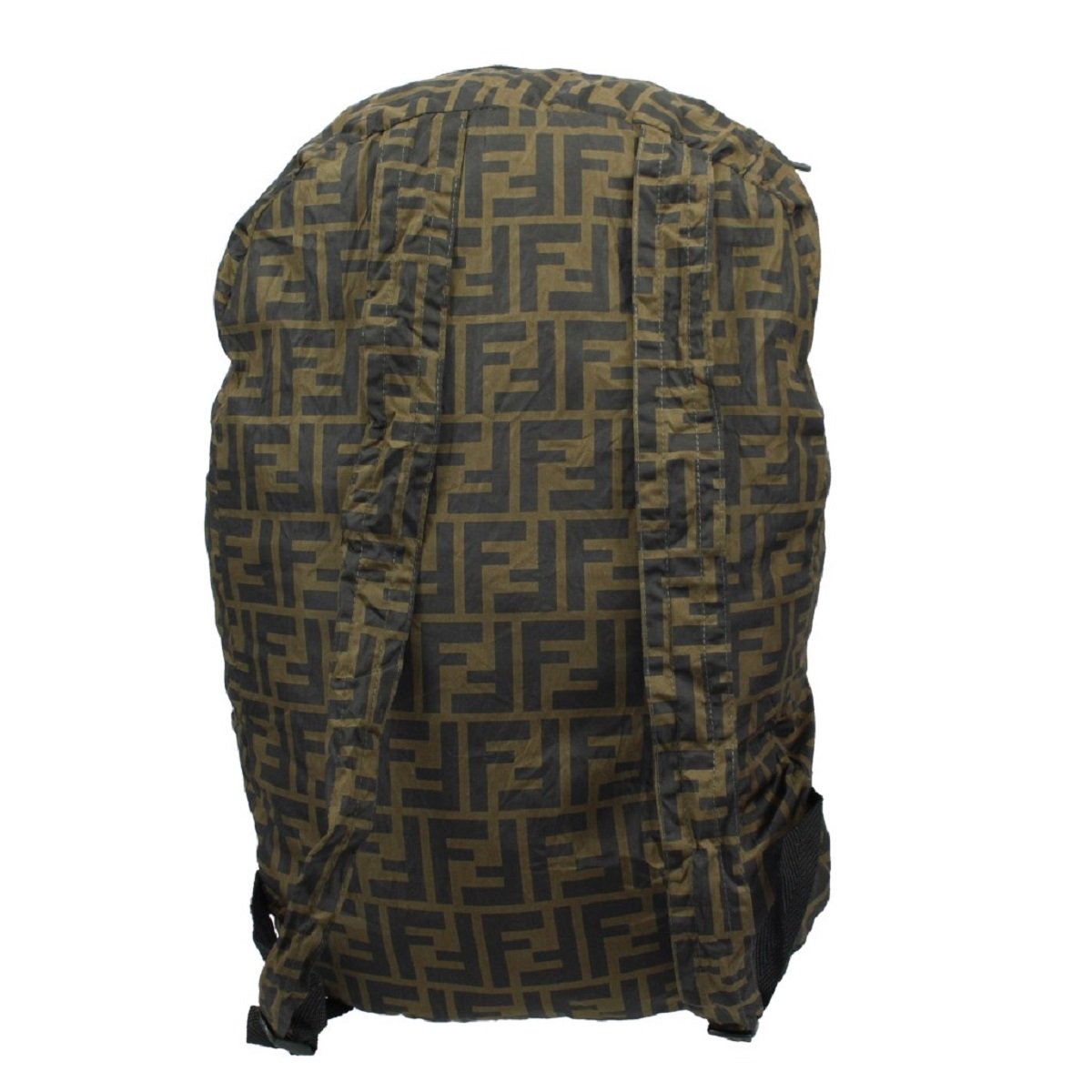 Fendi Brown Leather FF 1974 Print Charm Help Backpack Handbag