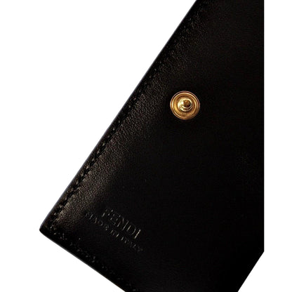 Fendi Calf Leather F Logo Brown Pink Small Bifold Wallet