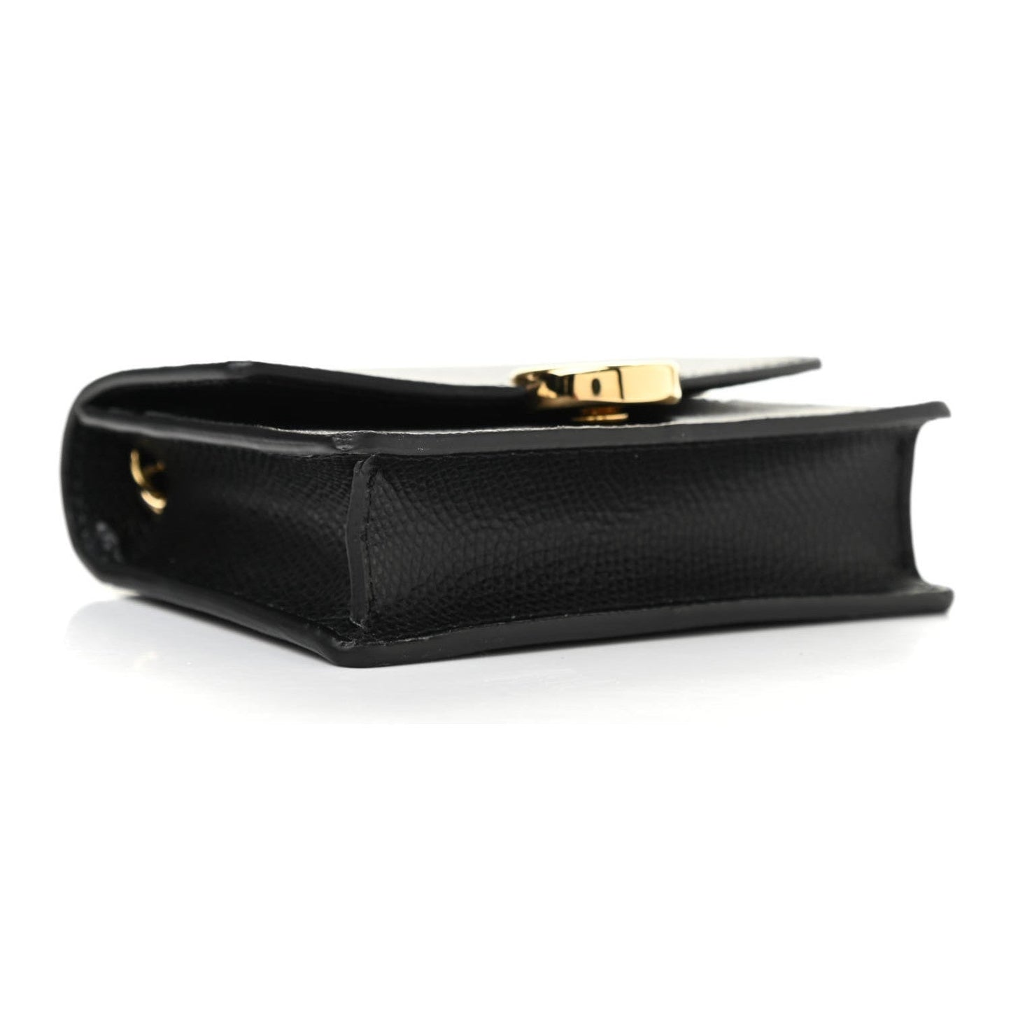 Fendi F is Fendi Black Leather Mini Chain Wallet Bag 8M0408