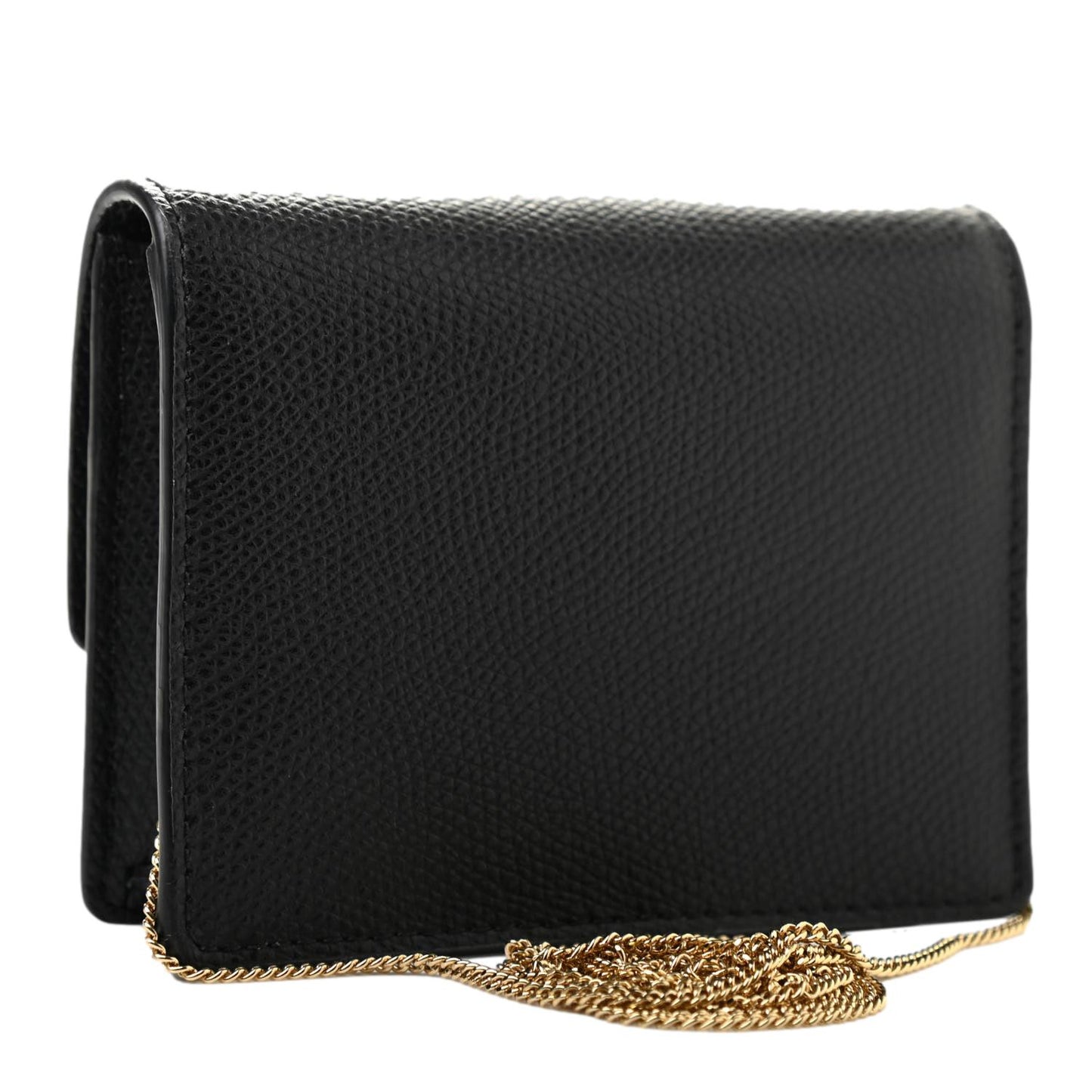 Fendi F is Fendi Black Leather Mini Chain Wallet Bag 8M0408
