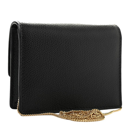 Fendi F is Fendi Black Leather Mini Chain Wallet Bag 8M0408