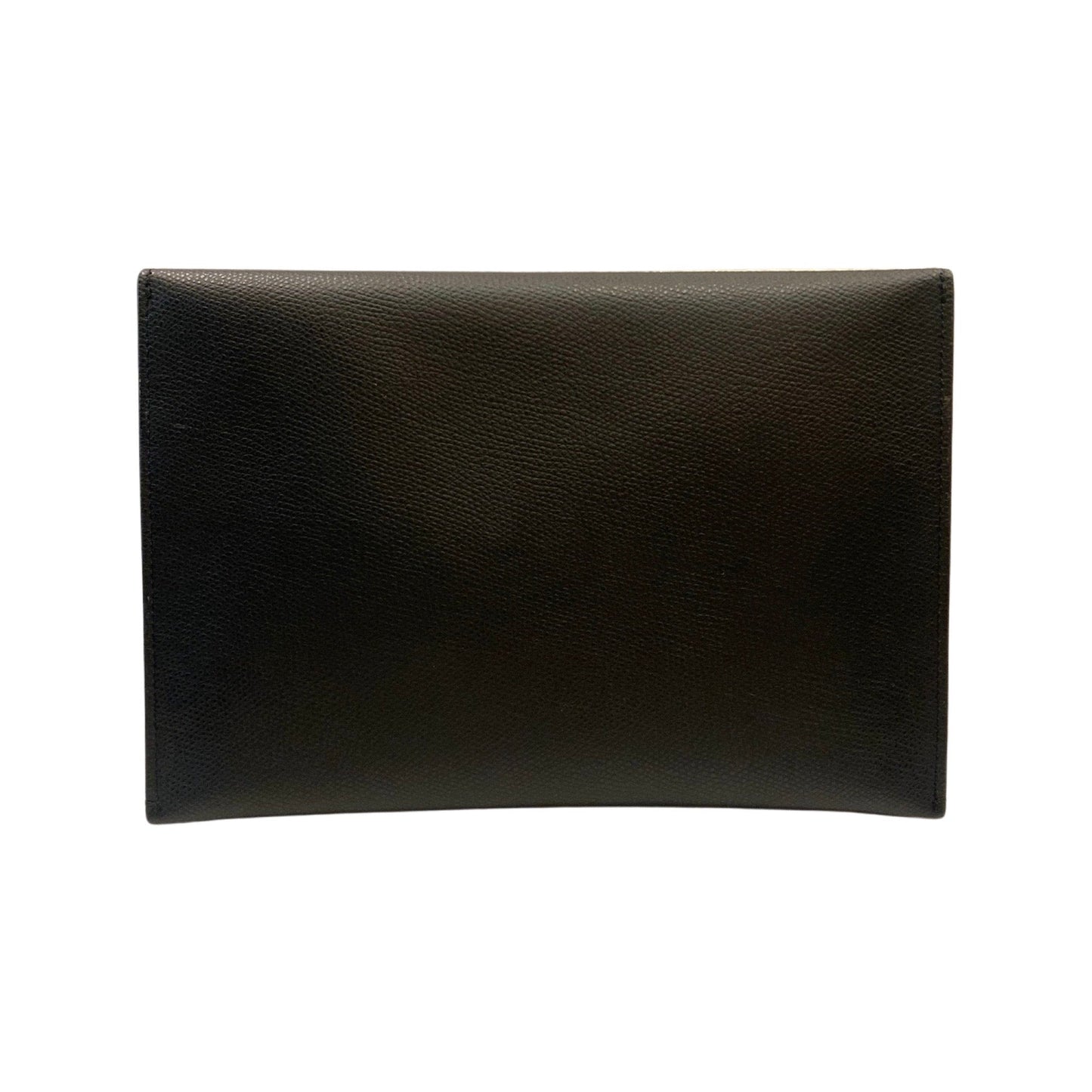 Fendi F is Fendi Black Pebbled Leather Flat Pouch Large Clutch Bag