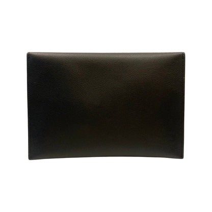 Fendi F is Fendi Black Pebbled Leather Flat Pouch Large Clutch Bag