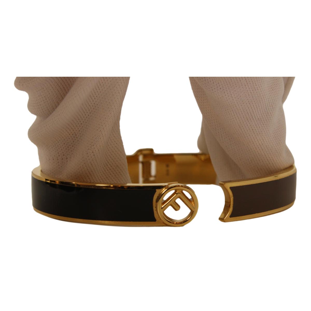 Fendi F is Fendi Brown Black Large Cuff Bracelet 8AG793