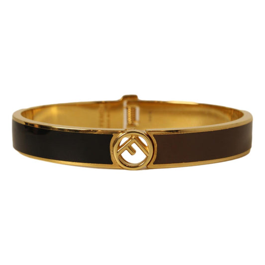 Fendi F is Fendi Brown Black Medium Cuff Bracelet