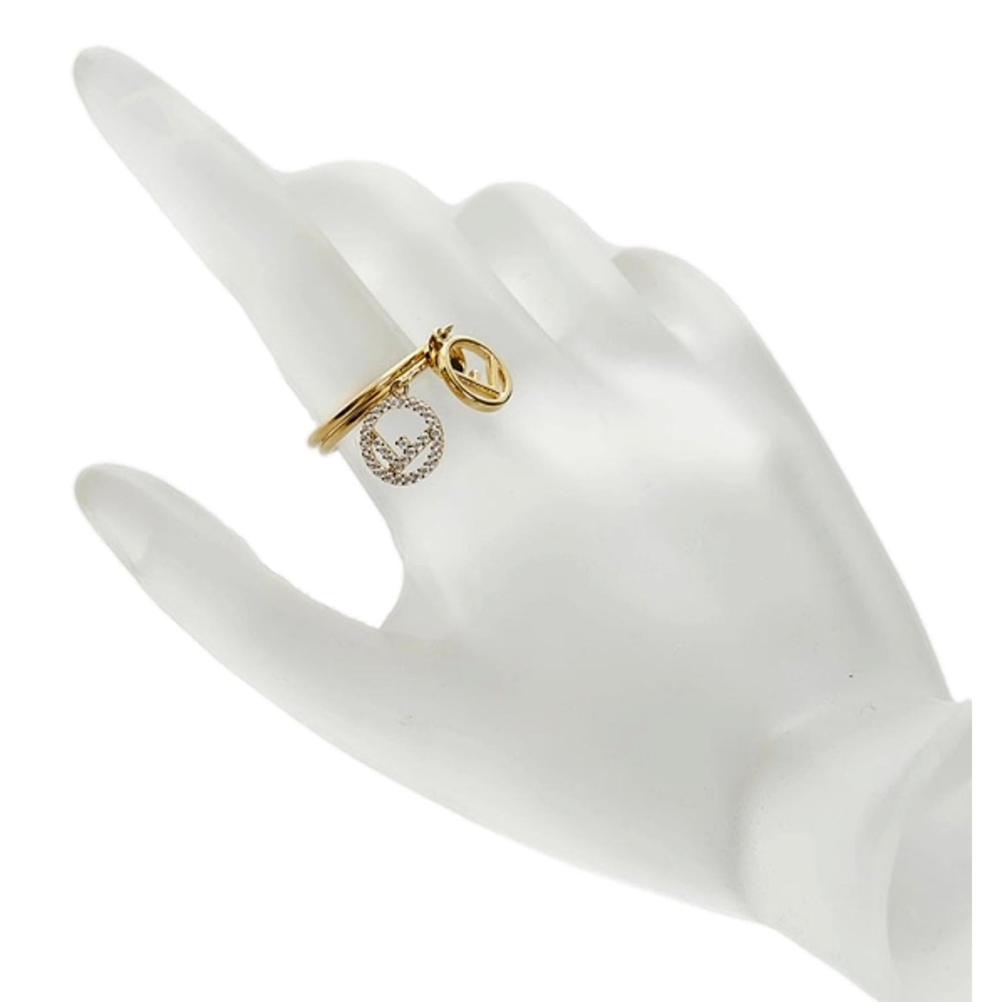 Fendi F is Fendi Soft Gold and Crystal Ring Size 8