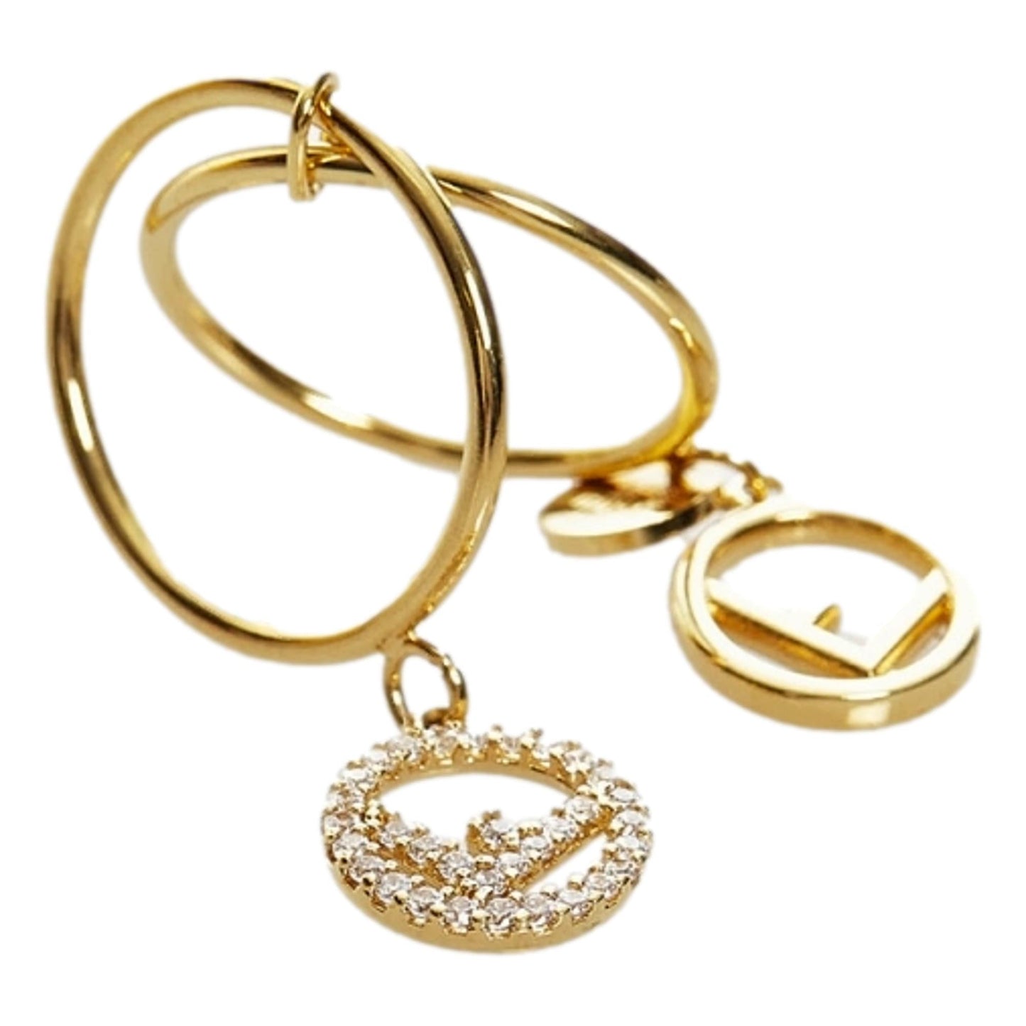 Fendi F is Fendi Soft Gold and Crystal Ring Size 8
