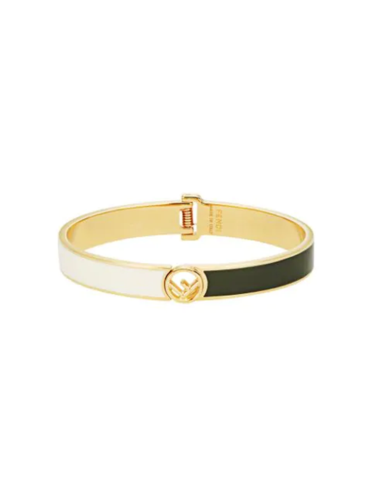 Fendi F is Fendi White Green Medium Cuff Bracelet 8AG793