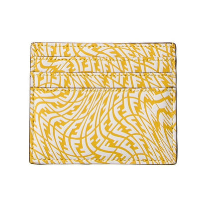 Fendi F is Fendi Yellow Leather Vertigo Print Card Case Wallet 8M0445