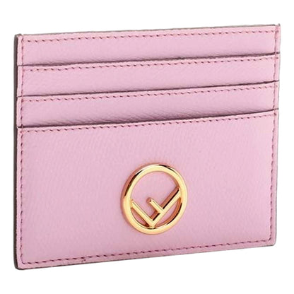 Fendi F Logo Lavanda Pink Leather Card Case Wallet