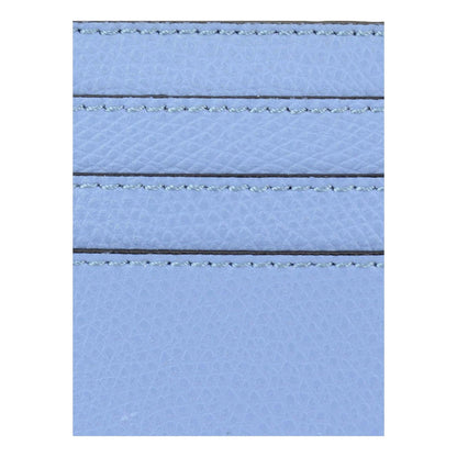 Fendi F Logo Nebula Blue Leather Card Case Wallet