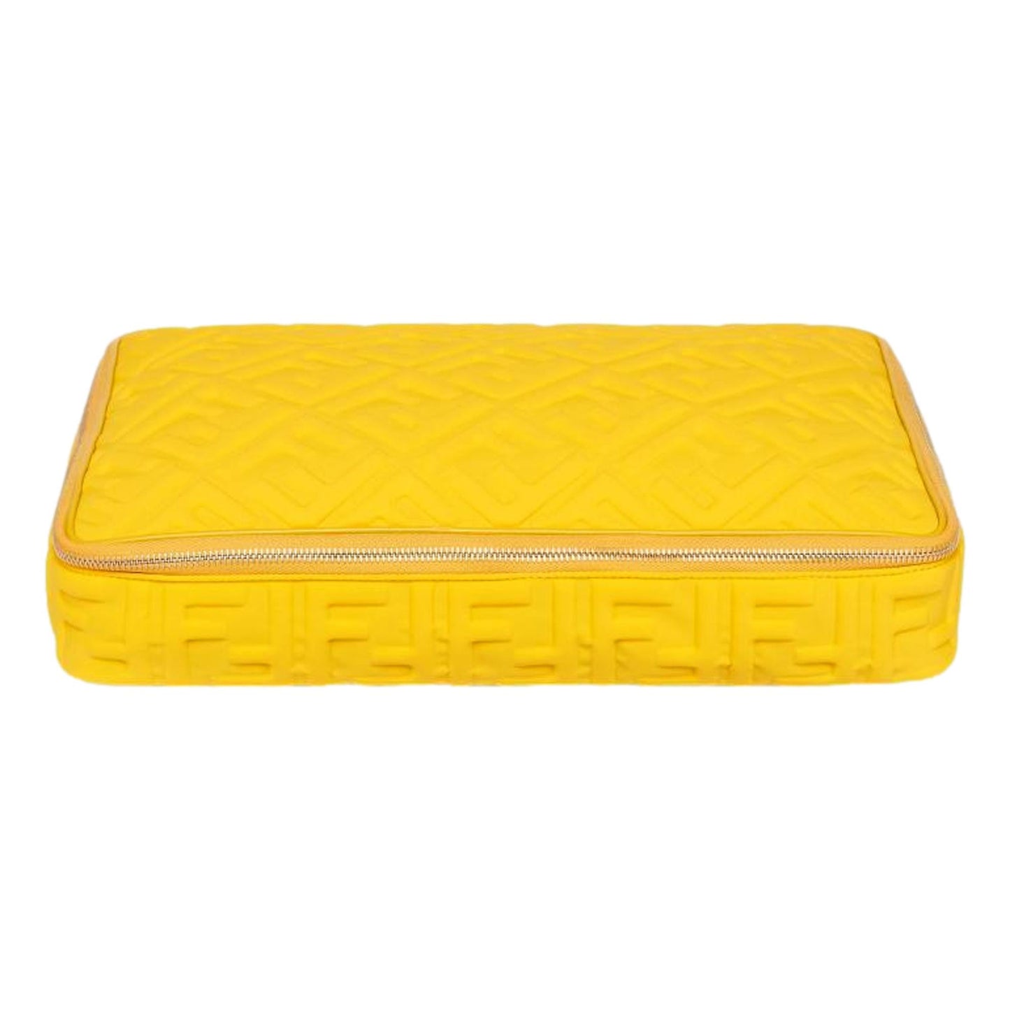 Fendi FF Embossed Lycra Yellow Cosmetic Case Large