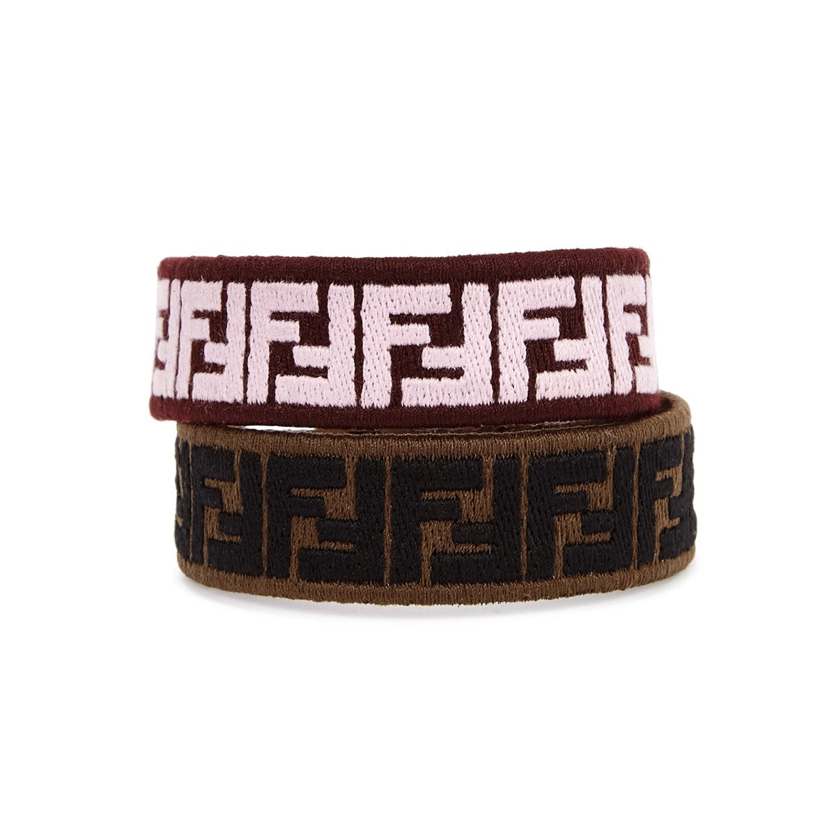 Fendi FF Embroidered Brown Lavender Kit Bracelet 8AH256