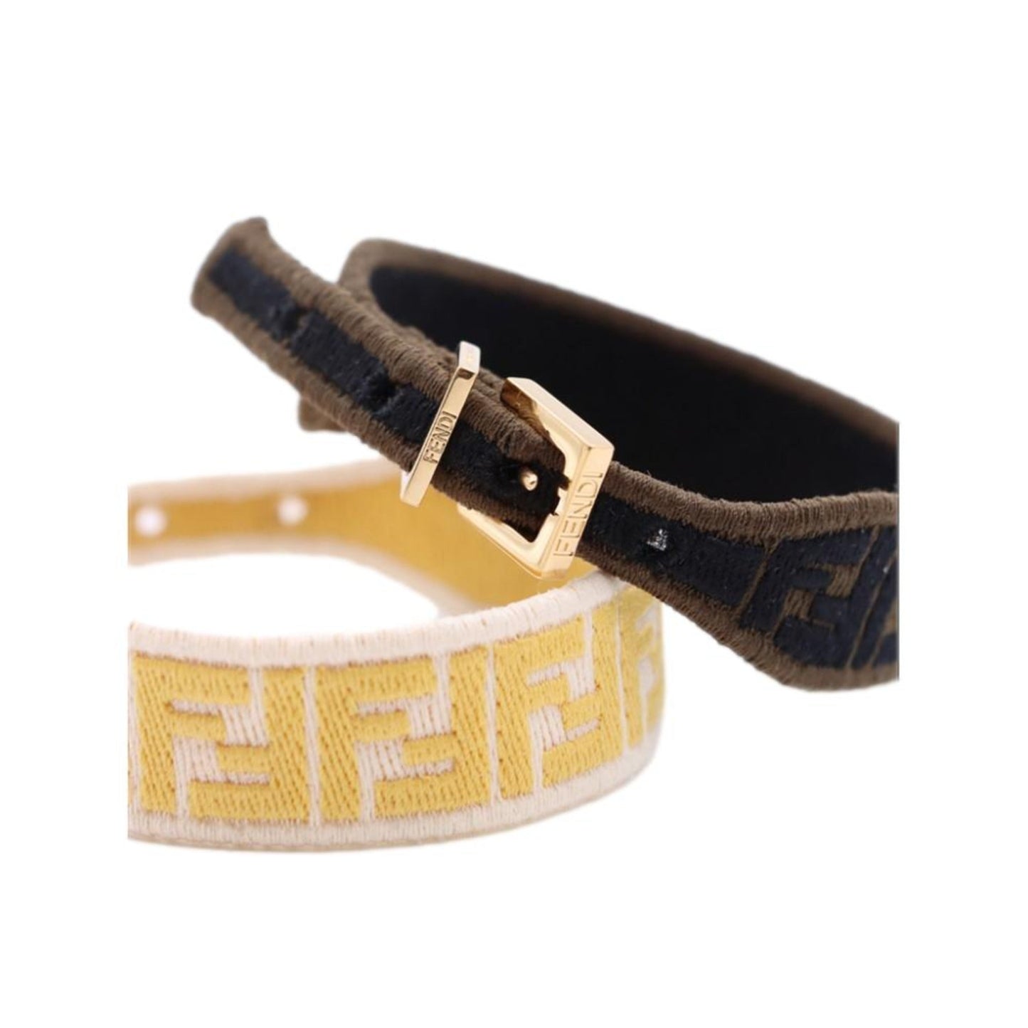 Fendi FF Embroidered Brown Pink Yellow Kit Bracelet