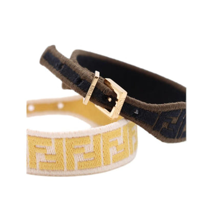 Fendi FF Embroidered Brown Pink Yellow Kit Bracelet