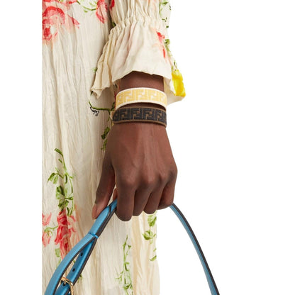 Fendi FF Embroidered Brown Pink Yellow Kit Bracelet