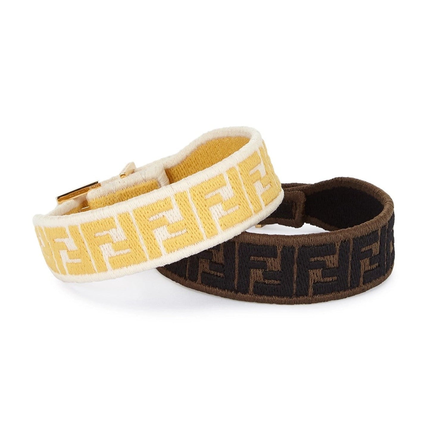 Fendi FF Embroidered Brown Pink Yellow Kit Bracelet