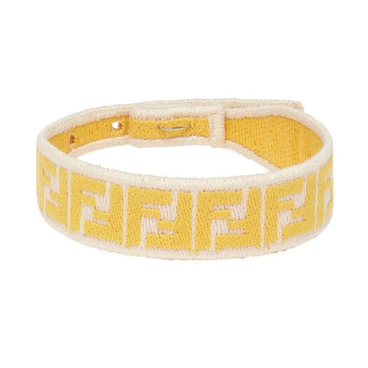 Fendi FF Embroidered Brown Pink Yellow Kit Bracelet