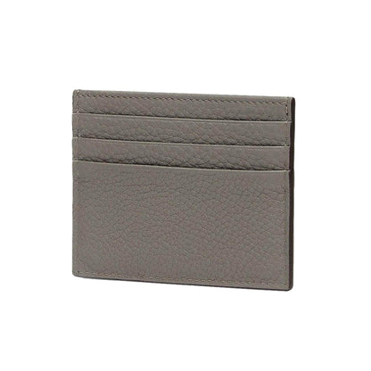 Fendi FF Logo Argilla Gray Pebbled Calf Leather Card Case Wallet