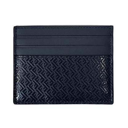 Fendi FF Logo Embossed Dark Navy Leather Card Case