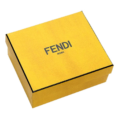 Fendi FF Logo Plaque Black Grain Leather Slim Cardholder Wallet