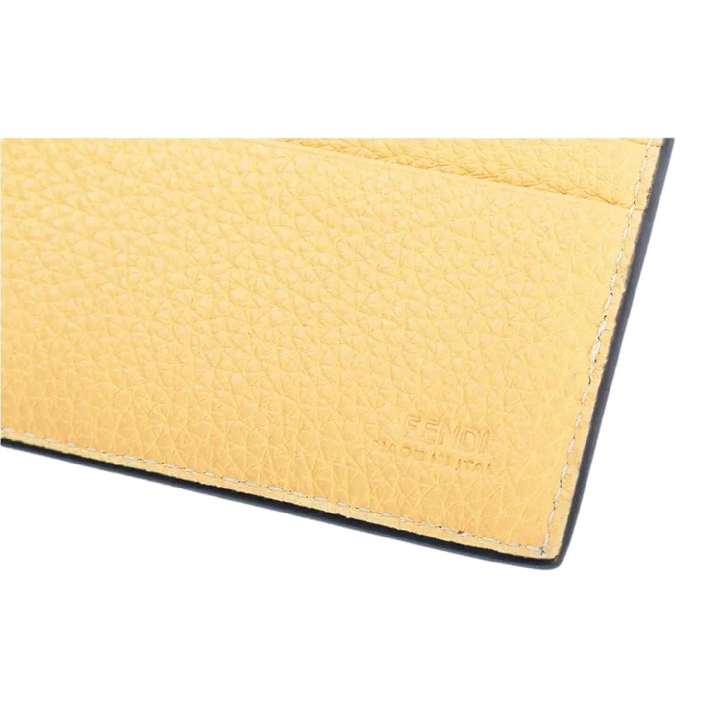 Fendi FF Logo Plaque Tartufo Gray Pebbled Calf Leather Bifold Wallet