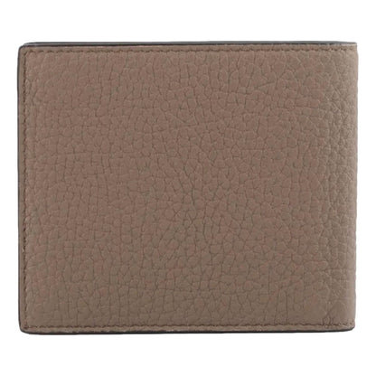 Fendi FF Logo Plaque Tartufo Gray Pebbled Calf Leather Bifold Wallet