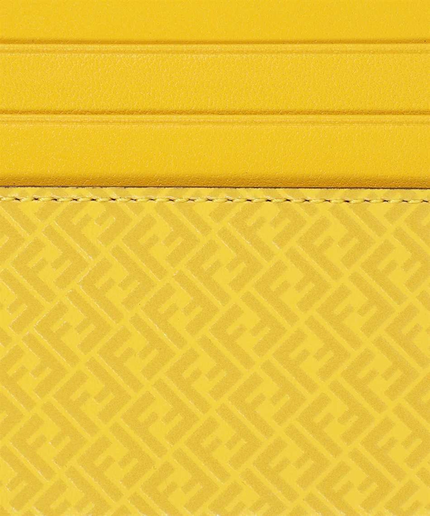 Fendi FF Logo Print Sunflower Yellow Leather Card Case