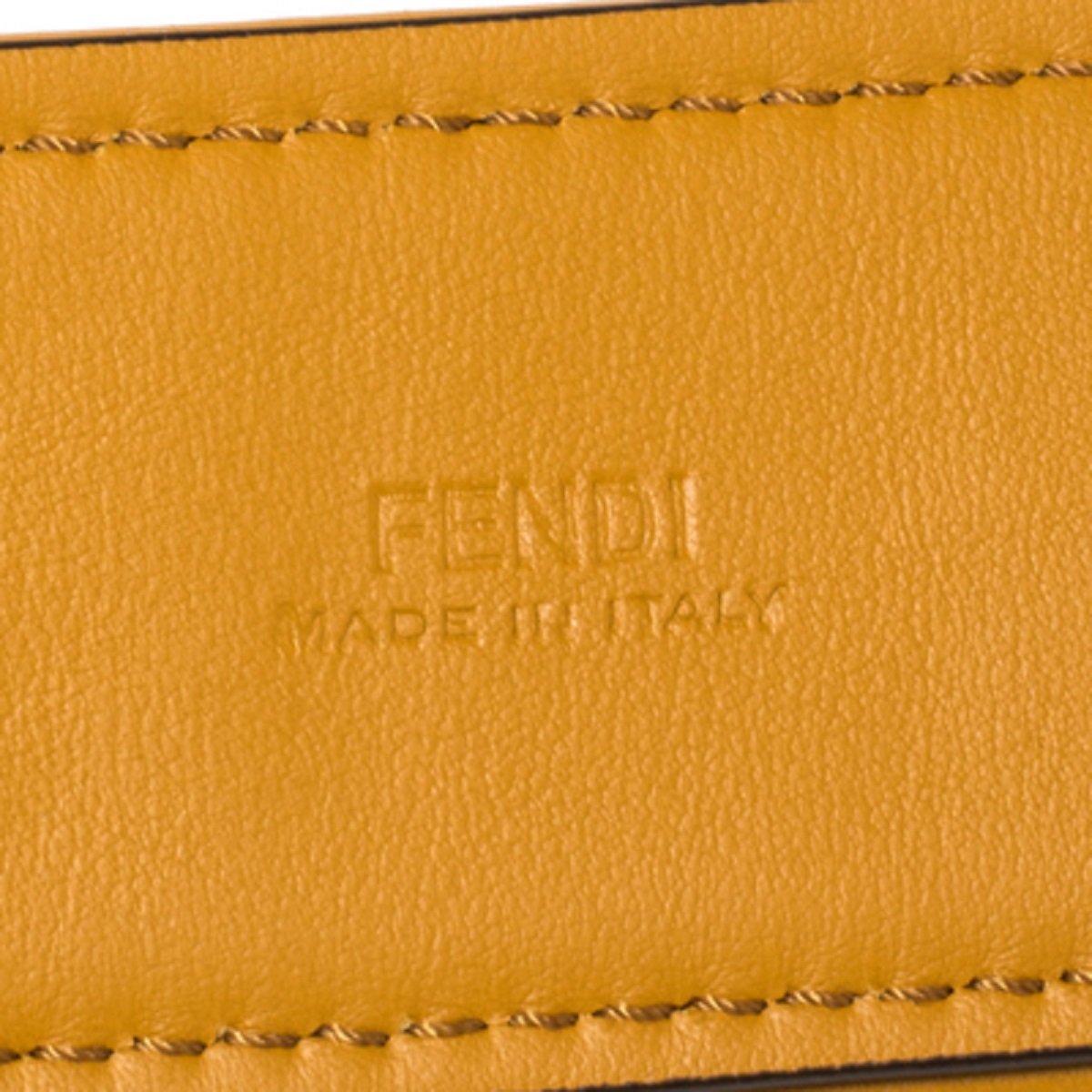 Fendi FF Logo Zucca Brown Yellow Leather Trim Belt 7C0400 Size 100/40