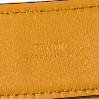 Fendi FF Logo Zucca Brown Yellow Leather Trim Belt 7C0400 Size 100/40