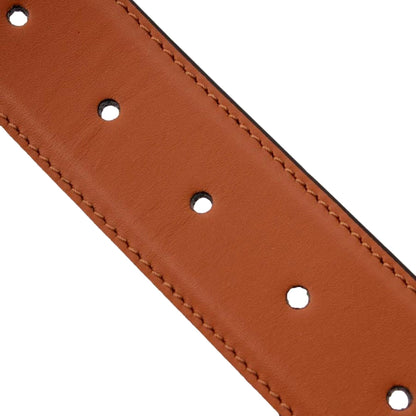 Fendi First Gold Logo Cuoio Brown Calf Leather Belt Size 85