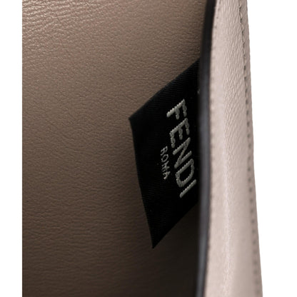 Fendi F is Fendi Gray Pebbled Leather Flat Pouch Clutch Bag