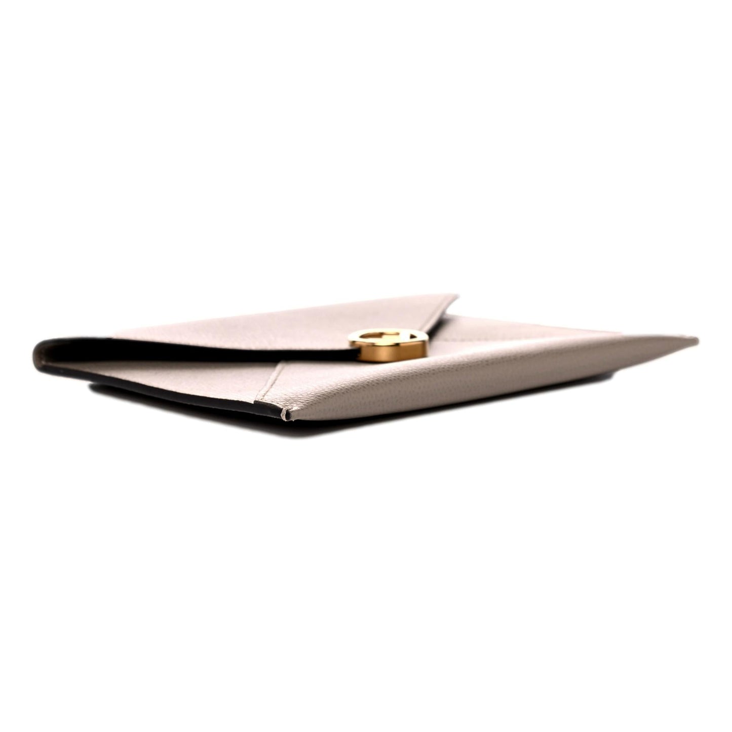 Fendi F is Fendi Gray Pebbled Leather Flat Pouch Clutch Bag