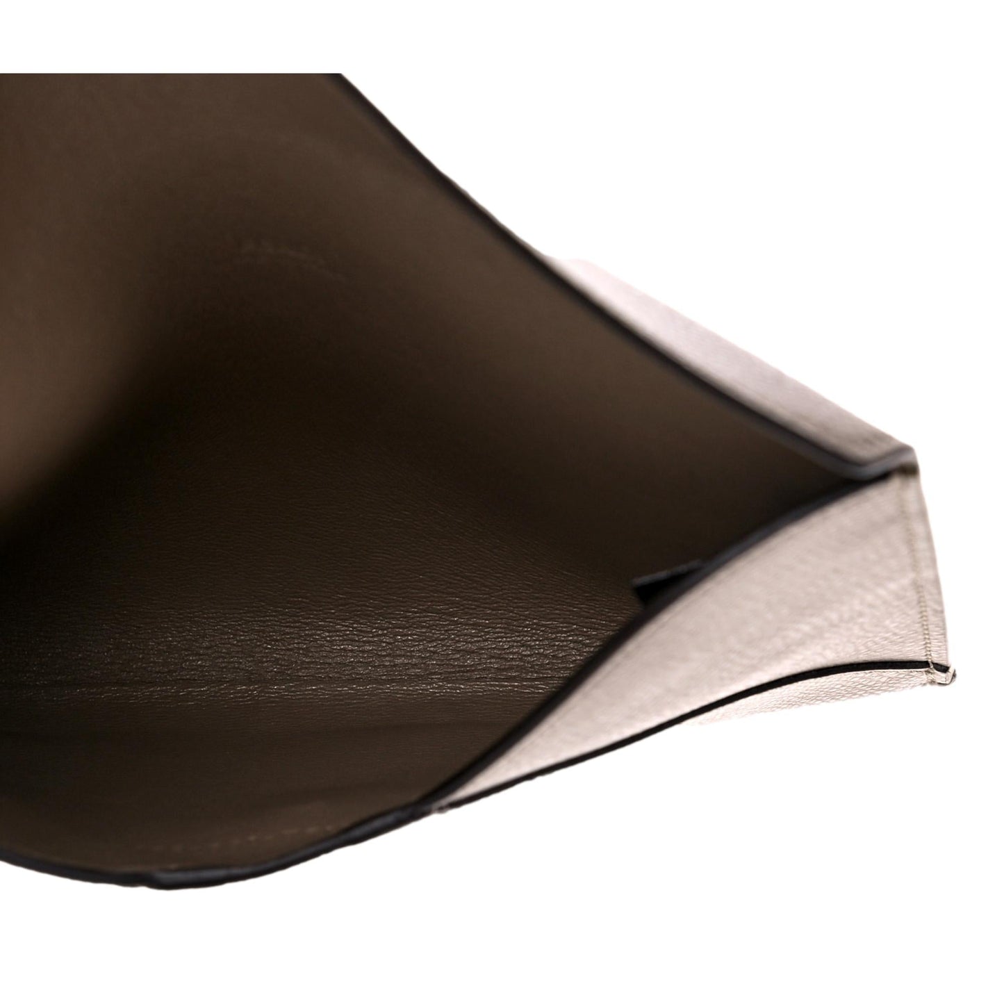 Fendi F is Fendi Gray Pebbled Leather Flat Pouch Clutch Bag