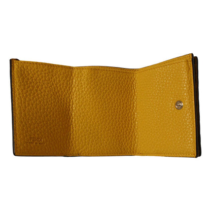 Fendi Grey Selleria Calf Leather Staples Small Trifold Wallet 7M0280