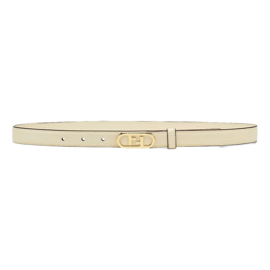 Fendi O'Lock Ivory Leather Skinny Belt Size 90