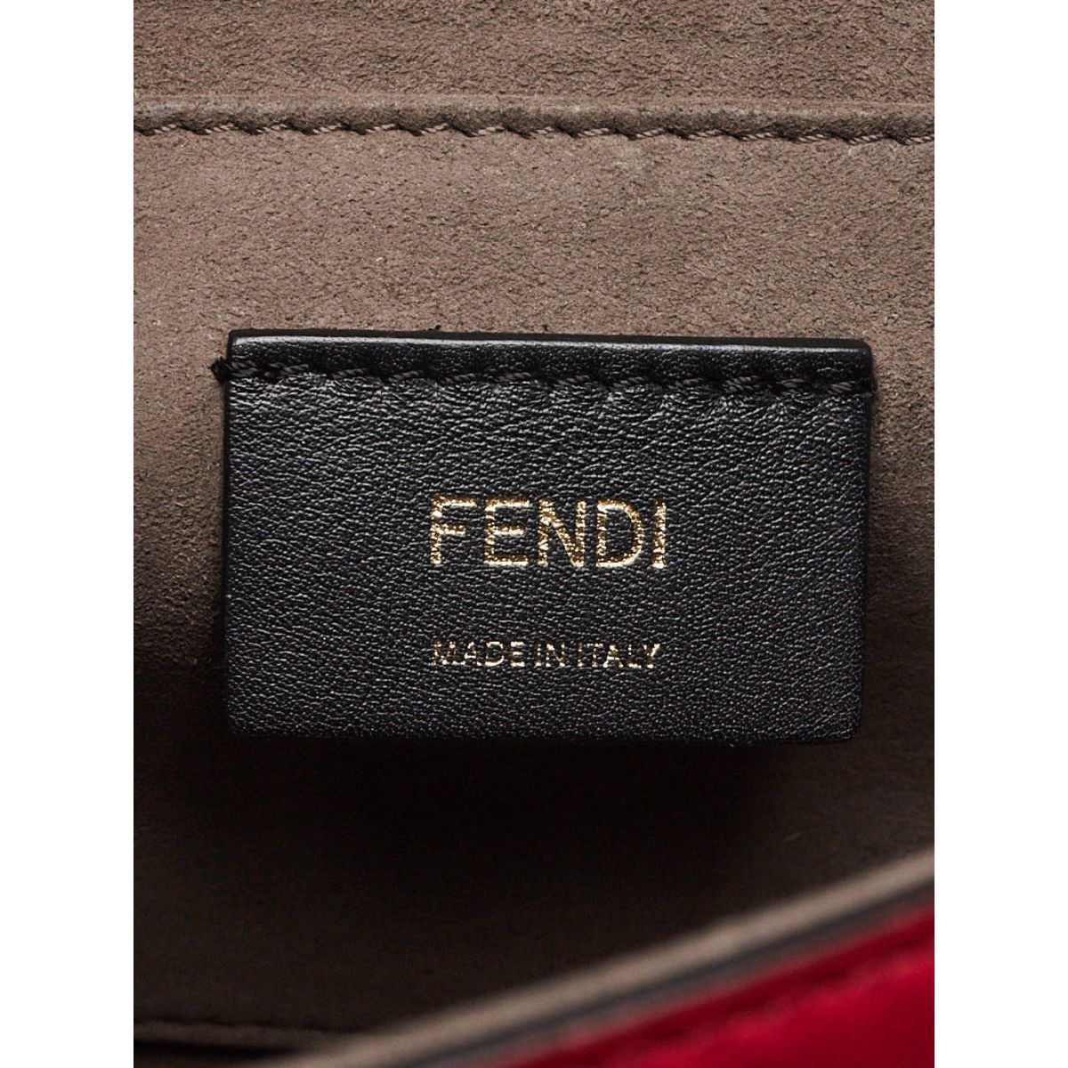 Fendi Kan I F Red Brown Zucca Embossed Leather Shoulder Bag 8BT284