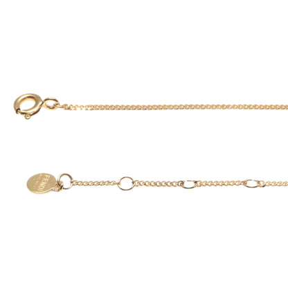 Fendi Karligraphy Logo Crystal Gold Metal Necklace